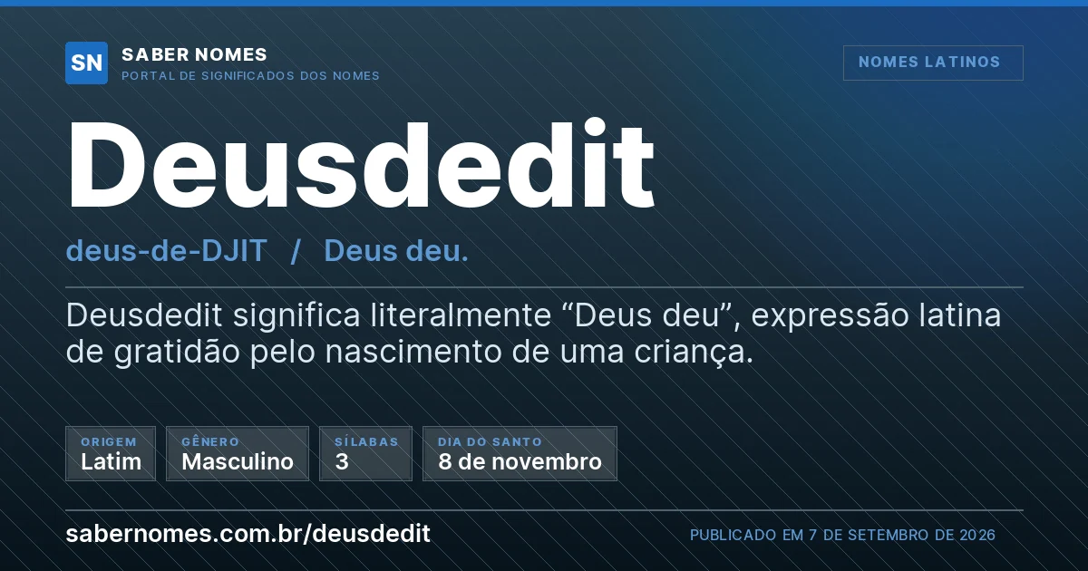 Imagem com o significado do nome Deusdedit