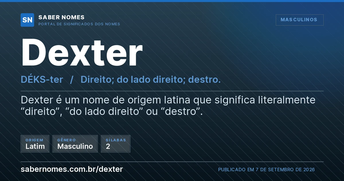 Imagem com o significado do nome Dexter