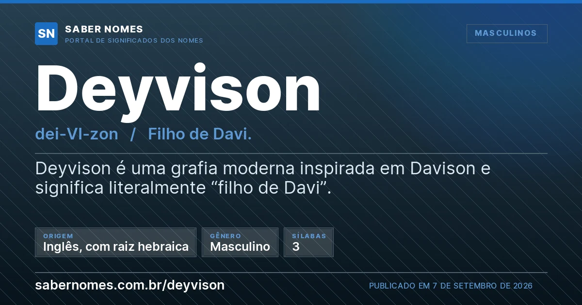 Imagem com o significado do nome Deyvison