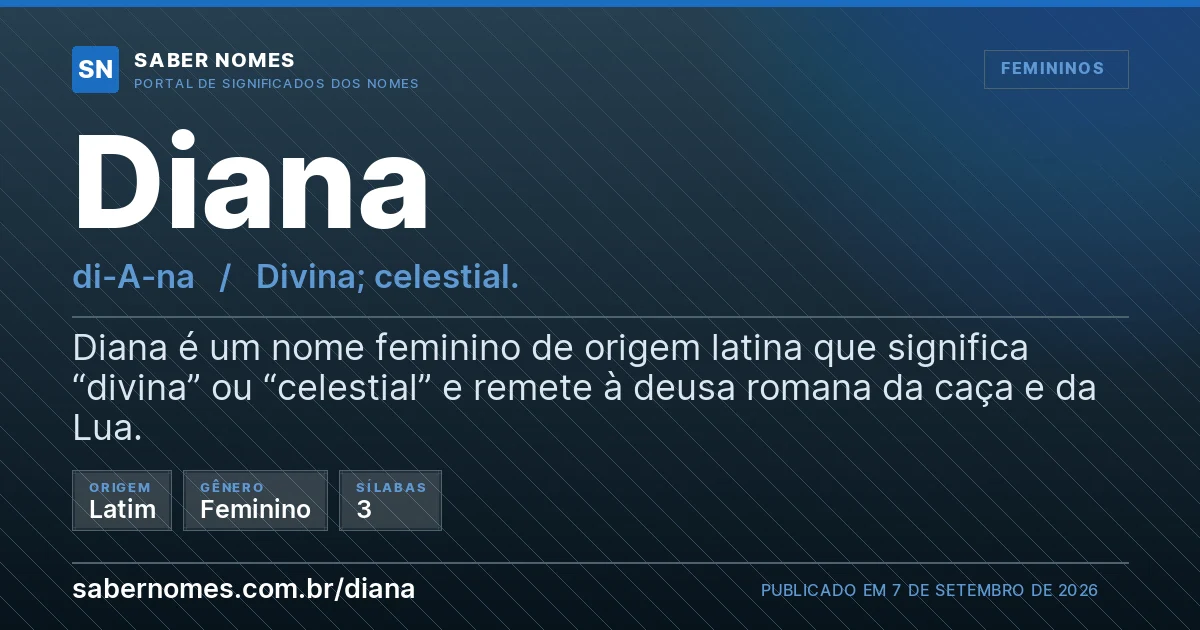 Imagem com o significado do nome Diana