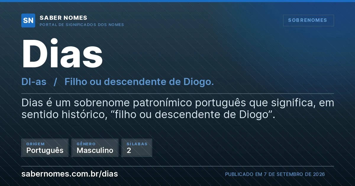 Imagem com o significado do nome Dias