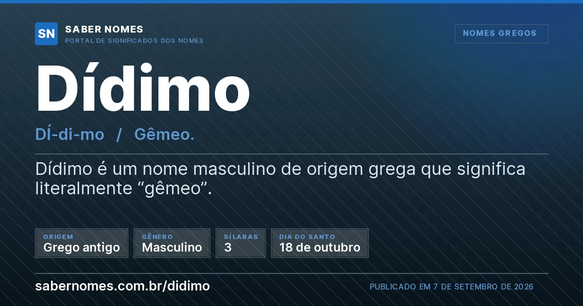Imagem com o significado do nome Dídimo