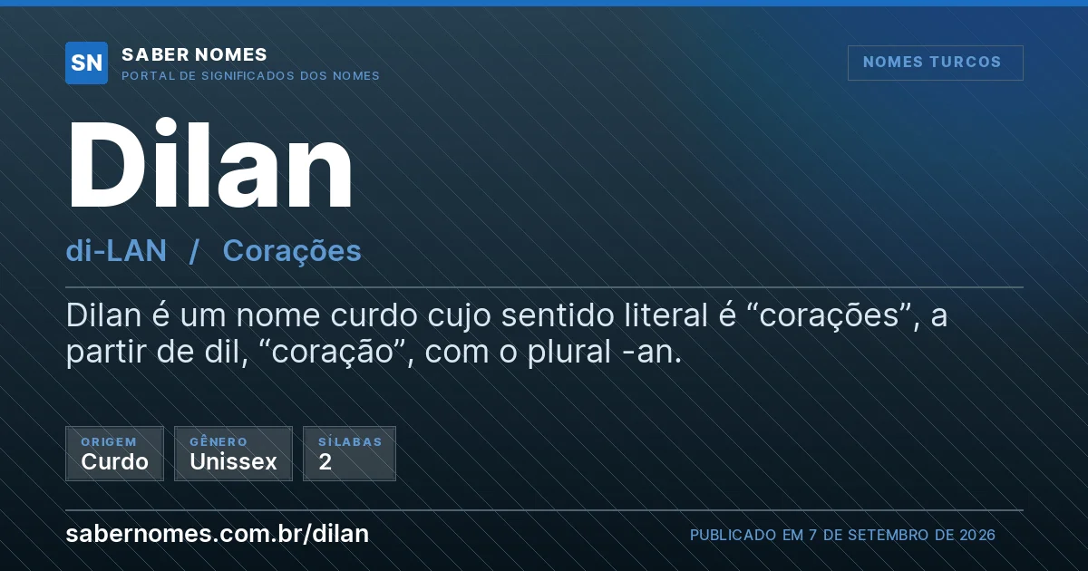 Imagem com o significado do nome Dilan