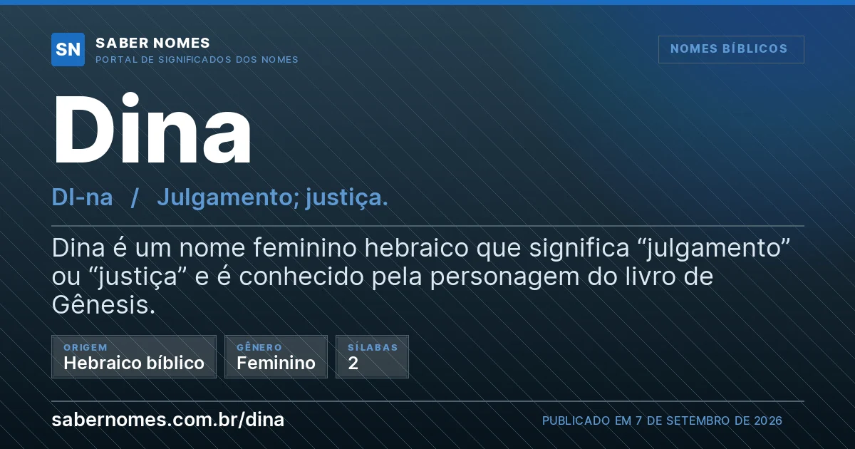 Imagem com o significado do nome Dina