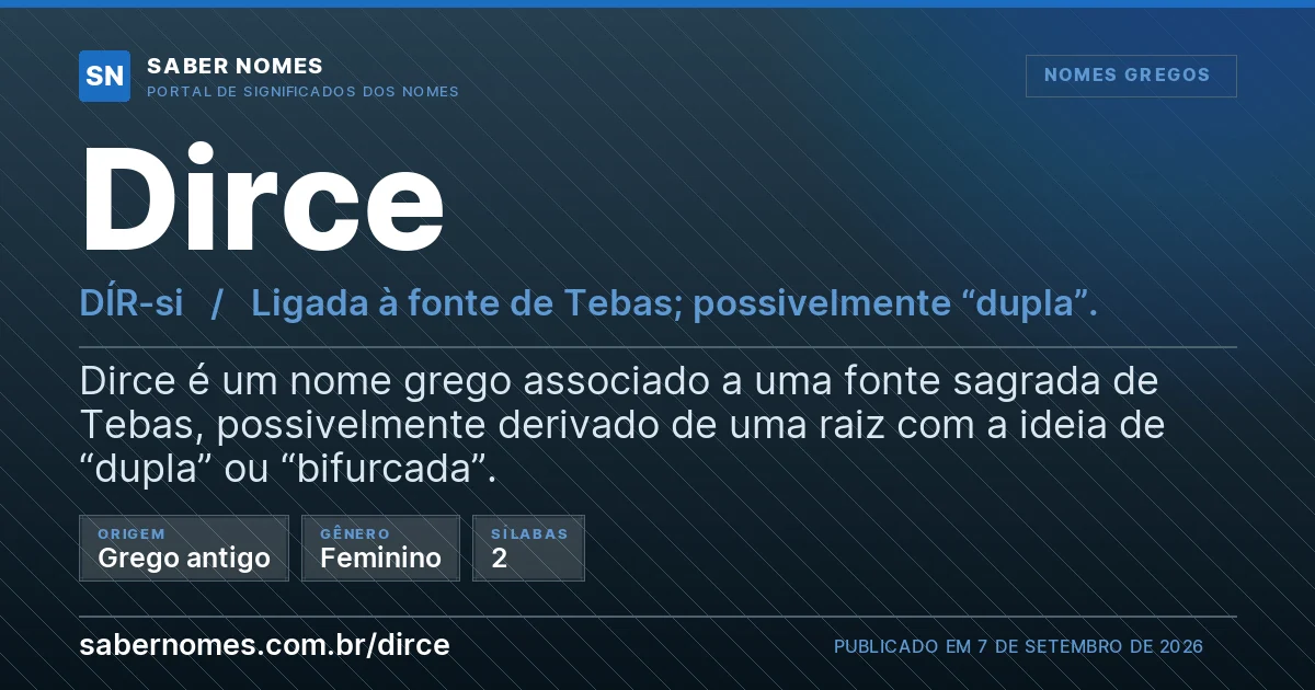 Imagem com o significado do nome Dirce