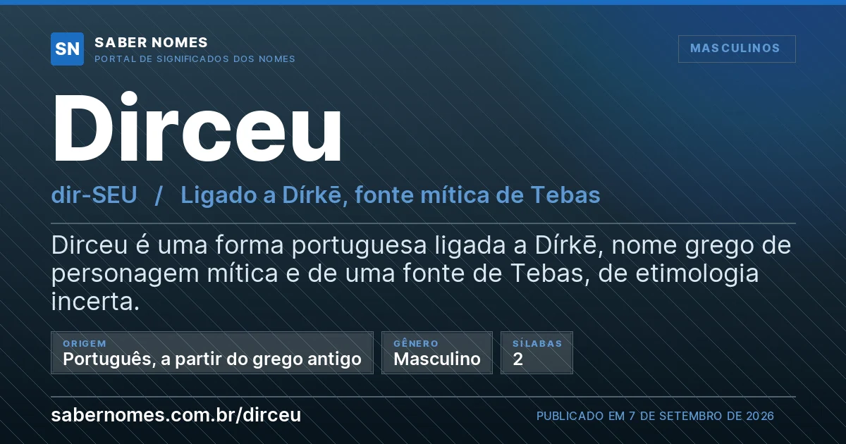 Imagem com o significado do nome Dirceu