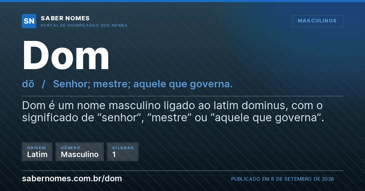 Imagem com o significado do nome Dom