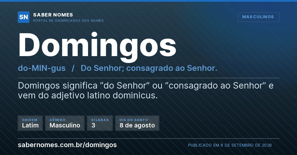 Imagem com o significado do nome Domingos