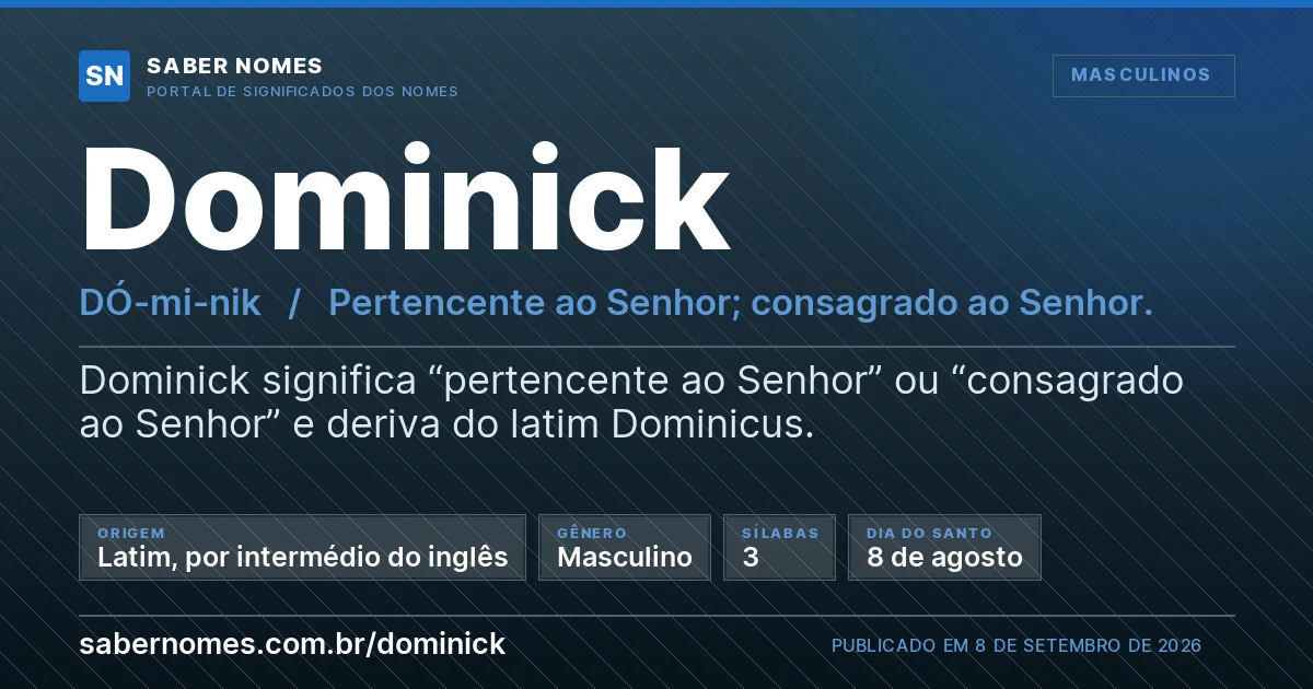 Imagem com o significado do nome Dominick