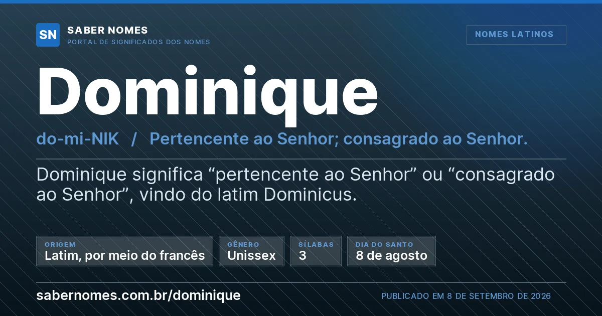 Imagem com o significado do nome Dominique