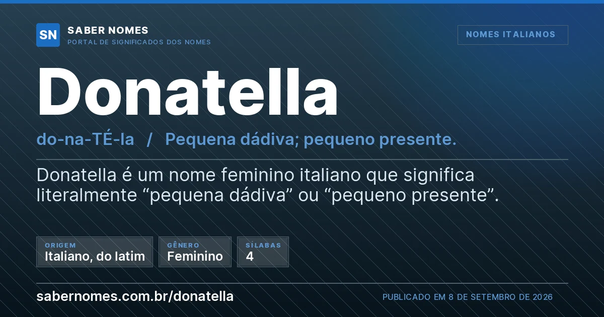 Imagem com o significado do nome Donatella