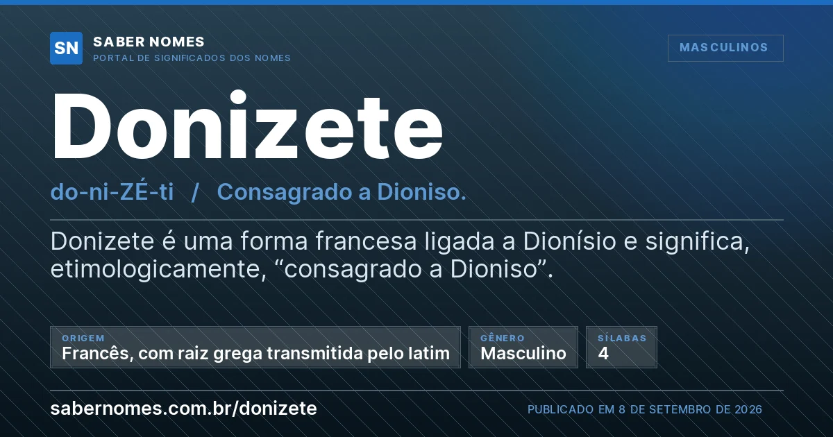 Imagem com o significado do nome Donizete