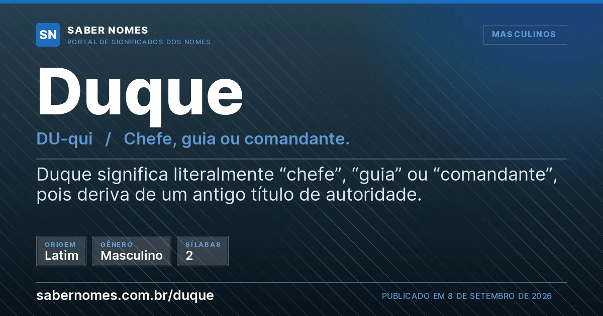 Imagem com o significado do nome Duque