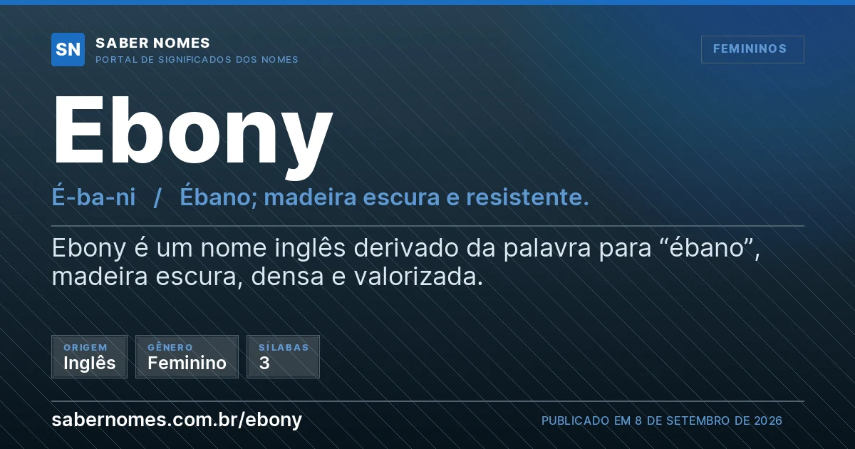 Imagem com o significado do nome Ebony