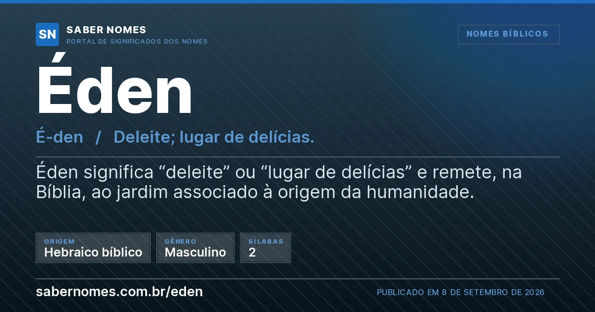 Imagem com o significado do nome Éden