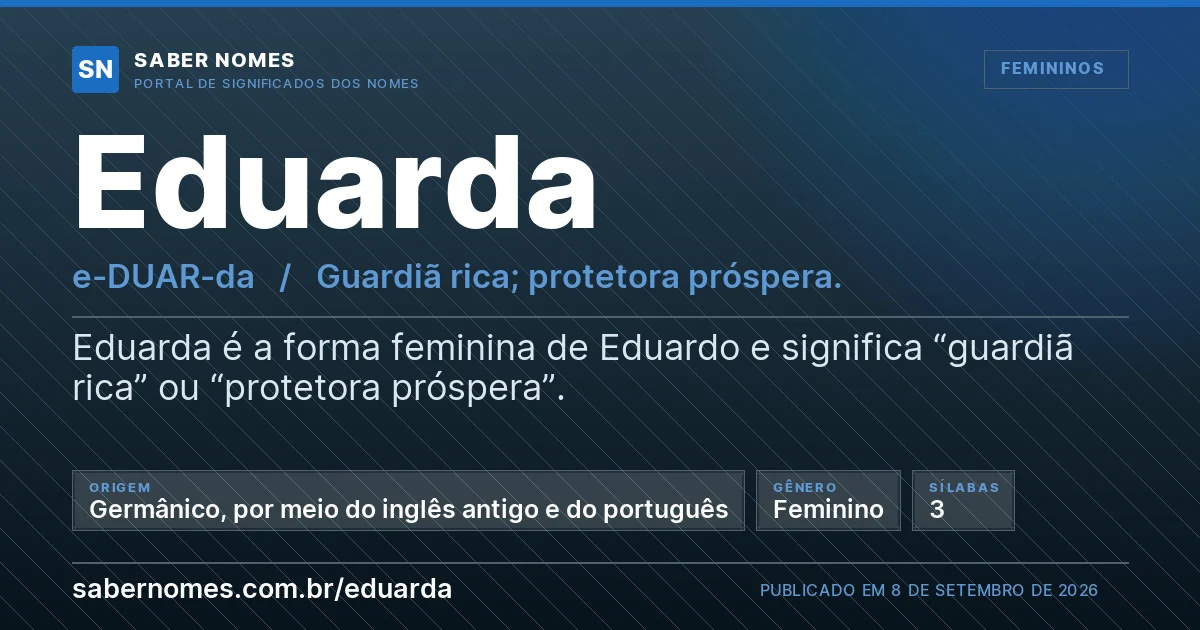 Imagem com o significado do nome Eduarda