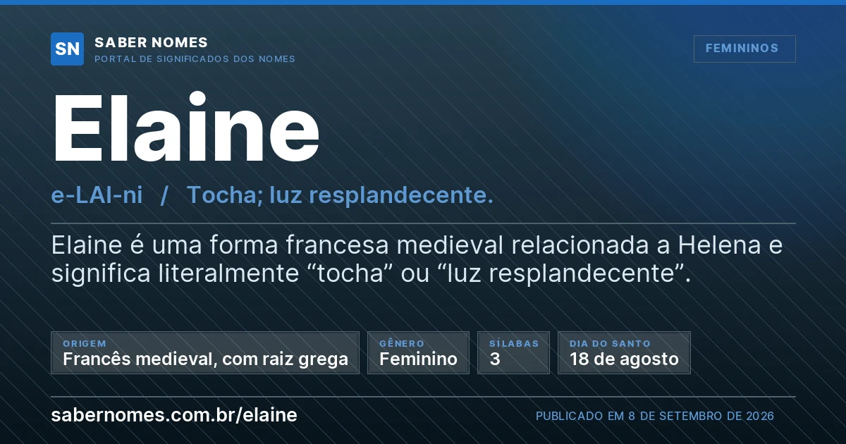 Imagem com o significado do nome Elaine