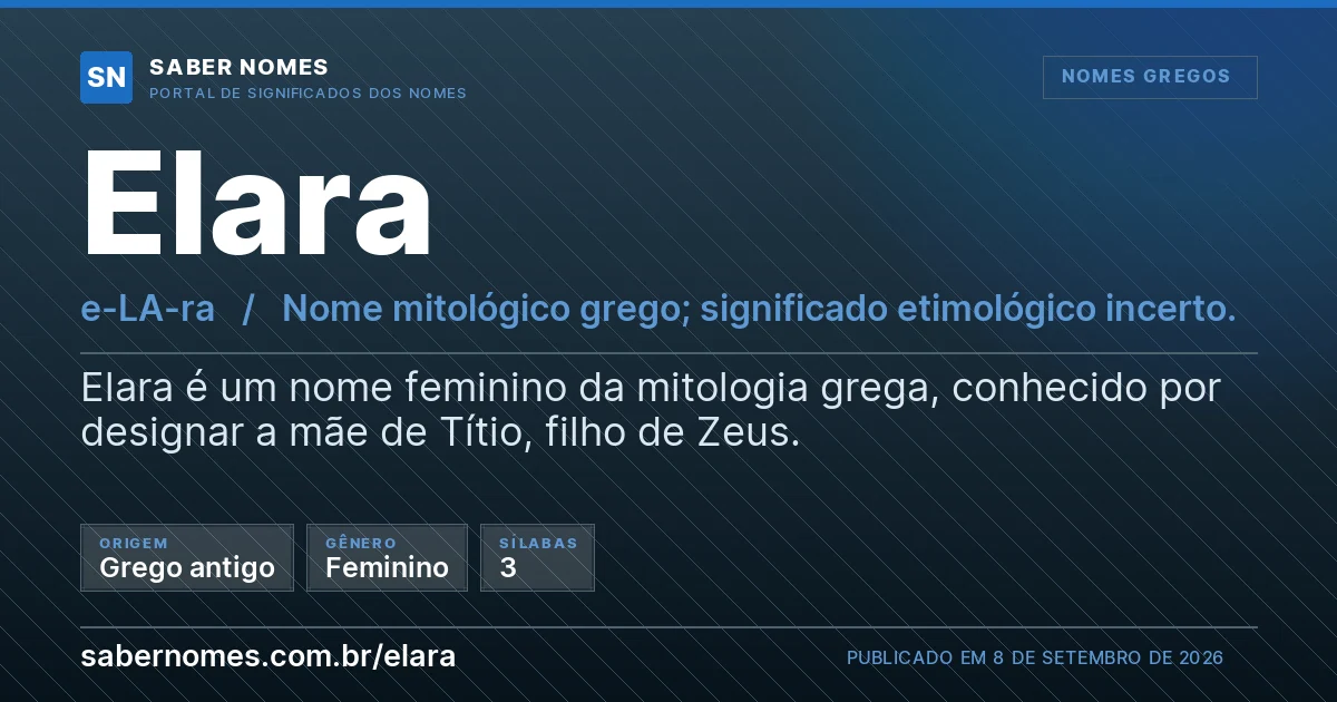Imagem com o significado do nome Elara