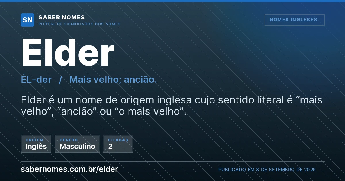 Imagem com o significado do nome Elder