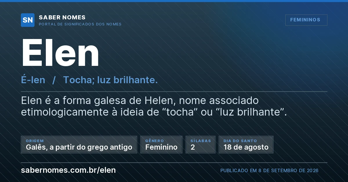 Imagem com o significado do nome Elen
