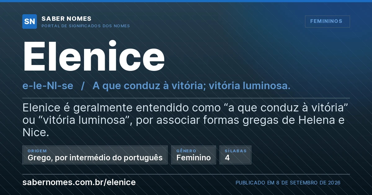Imagem com o significado do nome Elenice