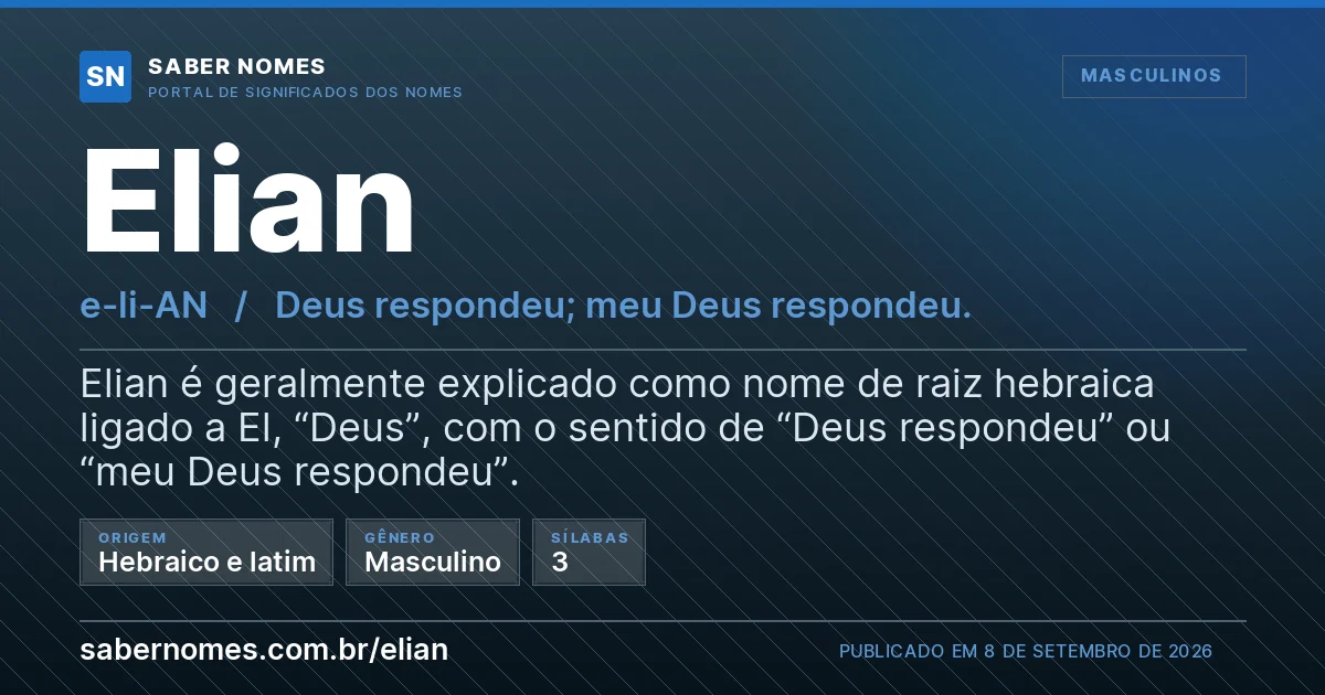 Imagem com o significado do nome Elian
