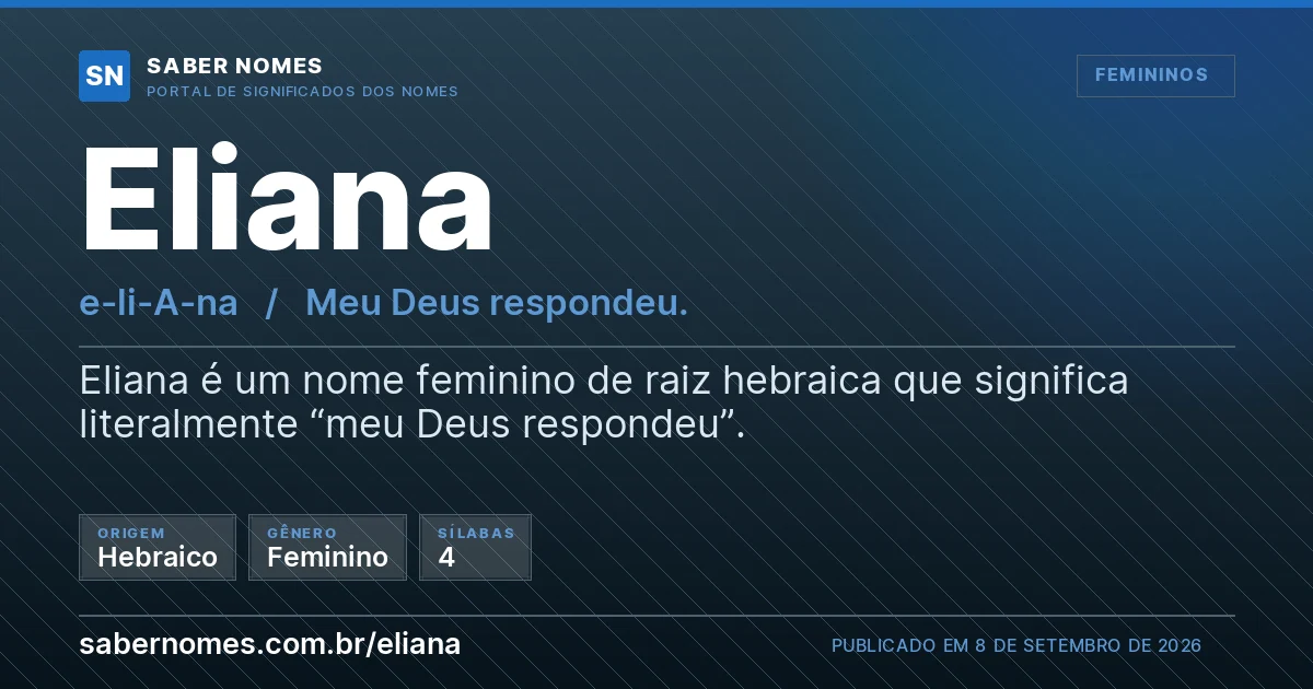 Imagem com o significado do nome Eliana