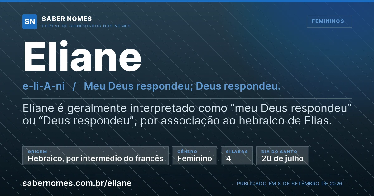 Imagem com o significado do nome Eliane