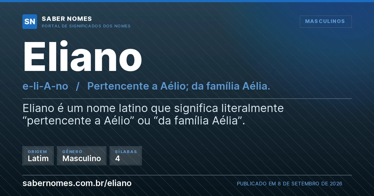Imagem com o significado do nome Eliano