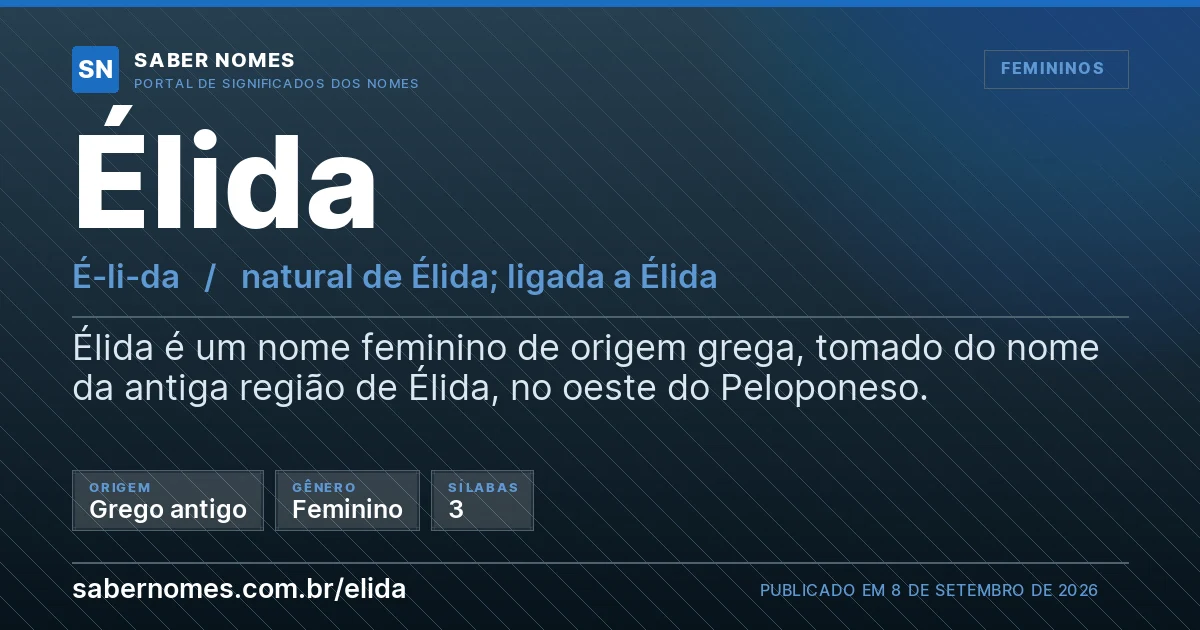 Imagem com o significado do nome Élida