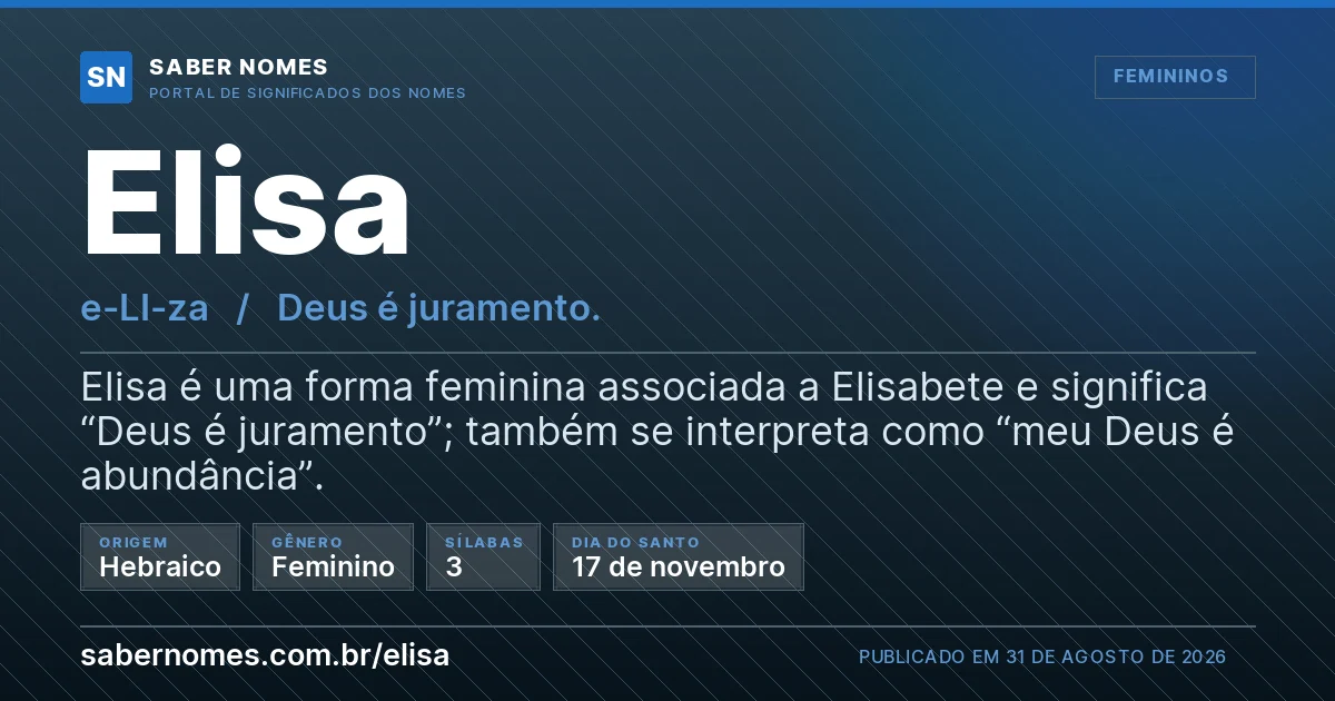 Imagem com o significado do nome Elisa