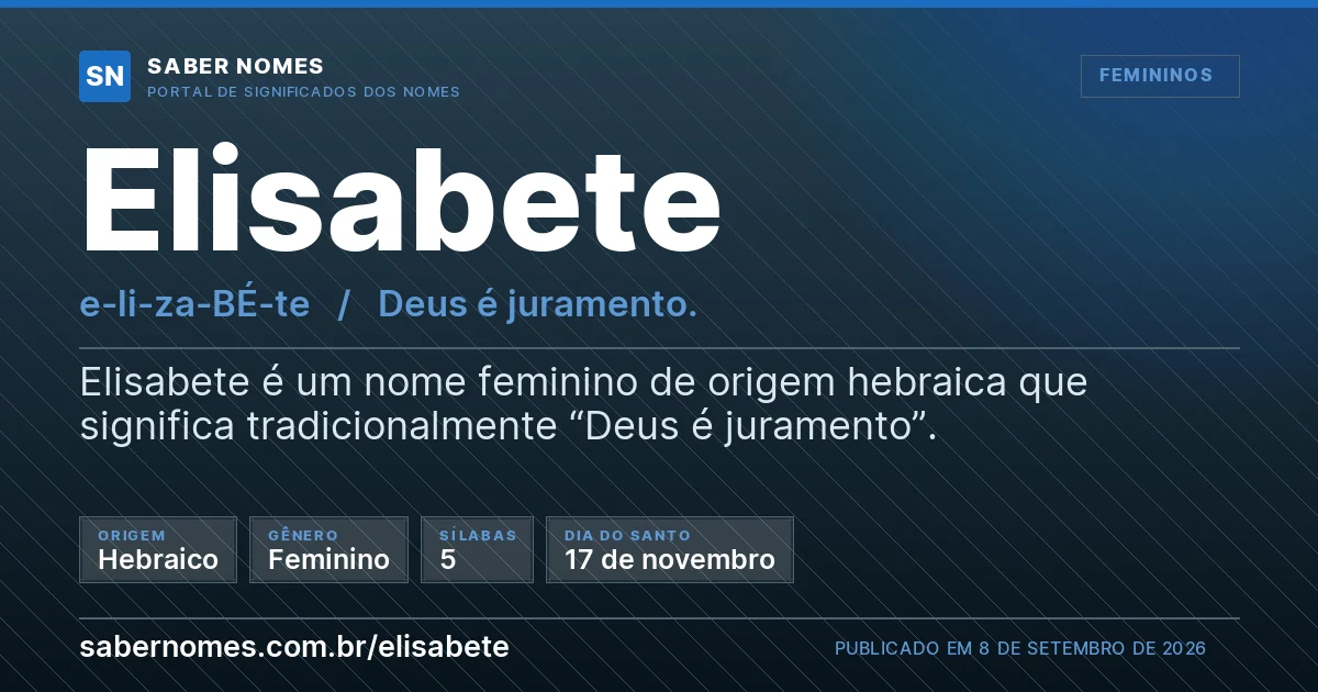 Imagem com o significado do nome Elisabete