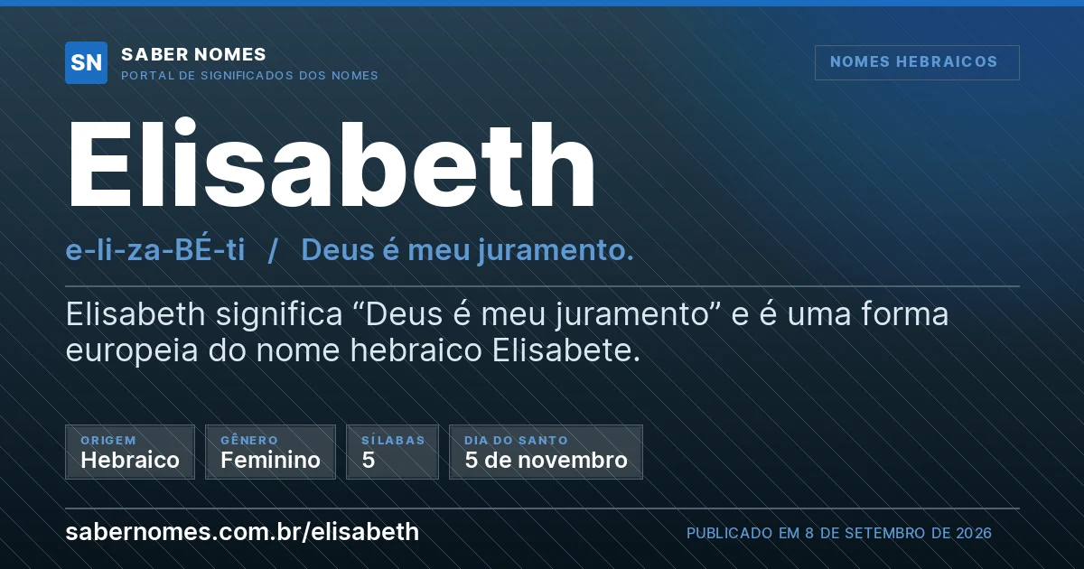 Imagem com o significado do nome Elisabeth