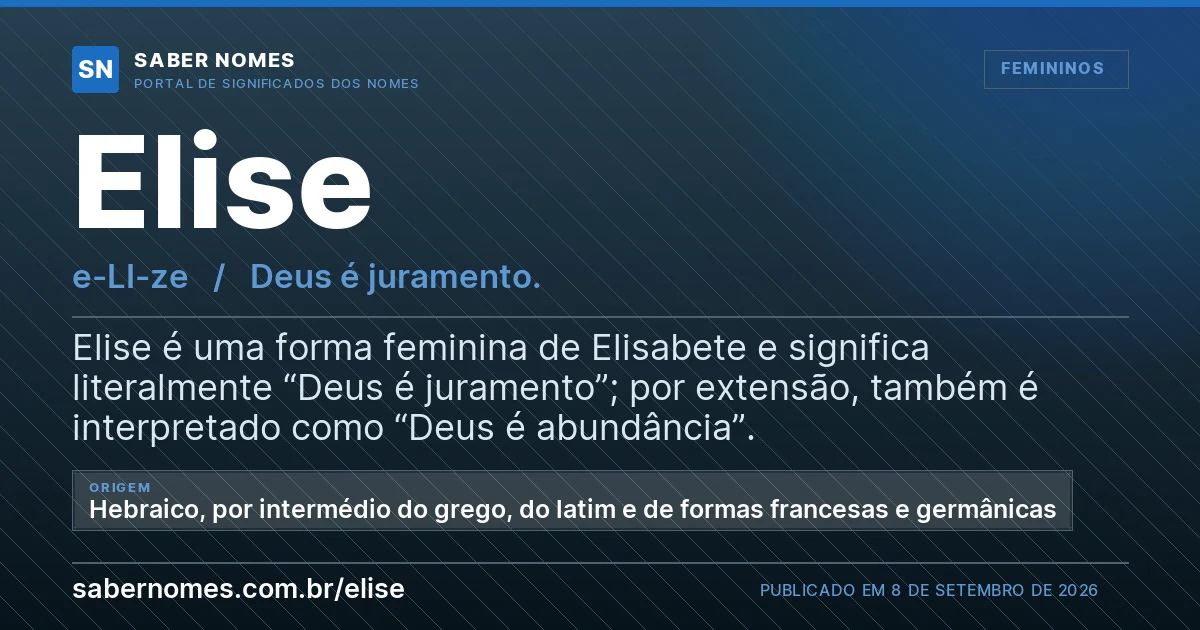 Imagem com o significado do nome Elise