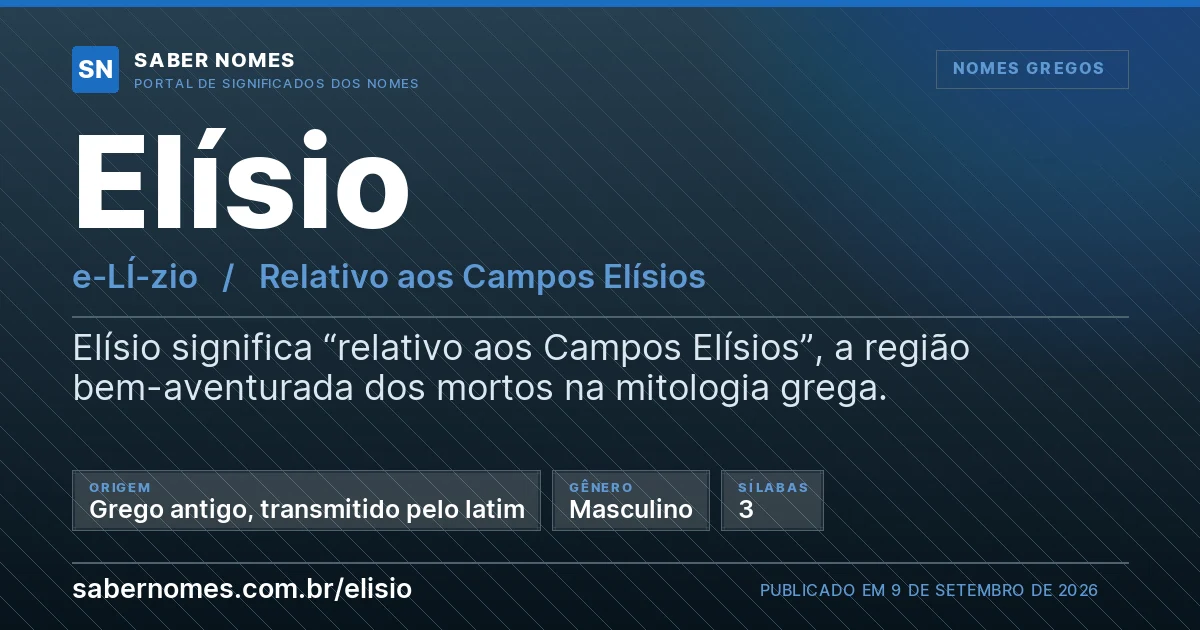 Imagem com o significado do nome Elísio