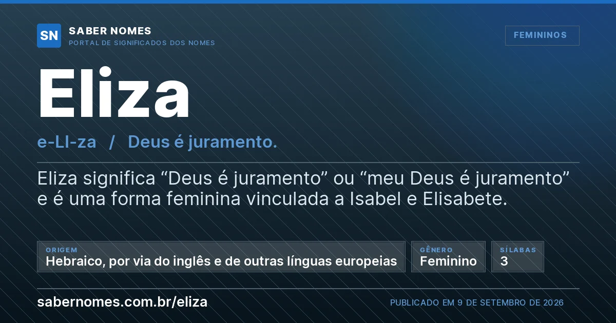 Imagem com o significado do nome Eliza