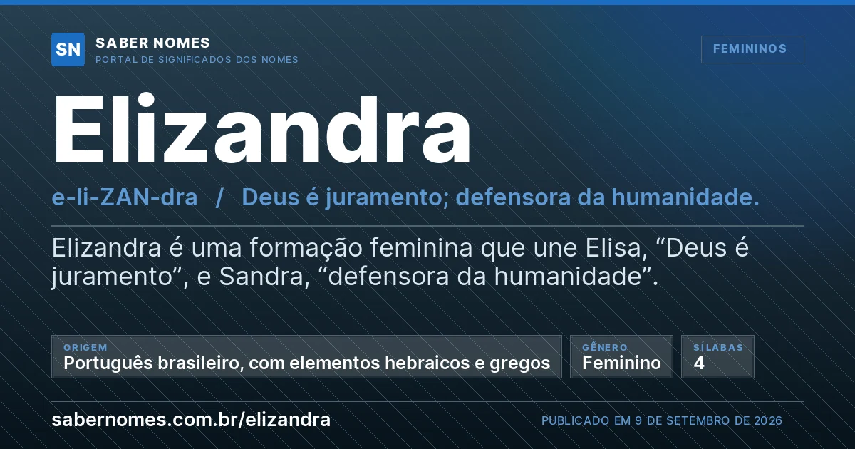 Imagem com o significado do nome Elizandra
