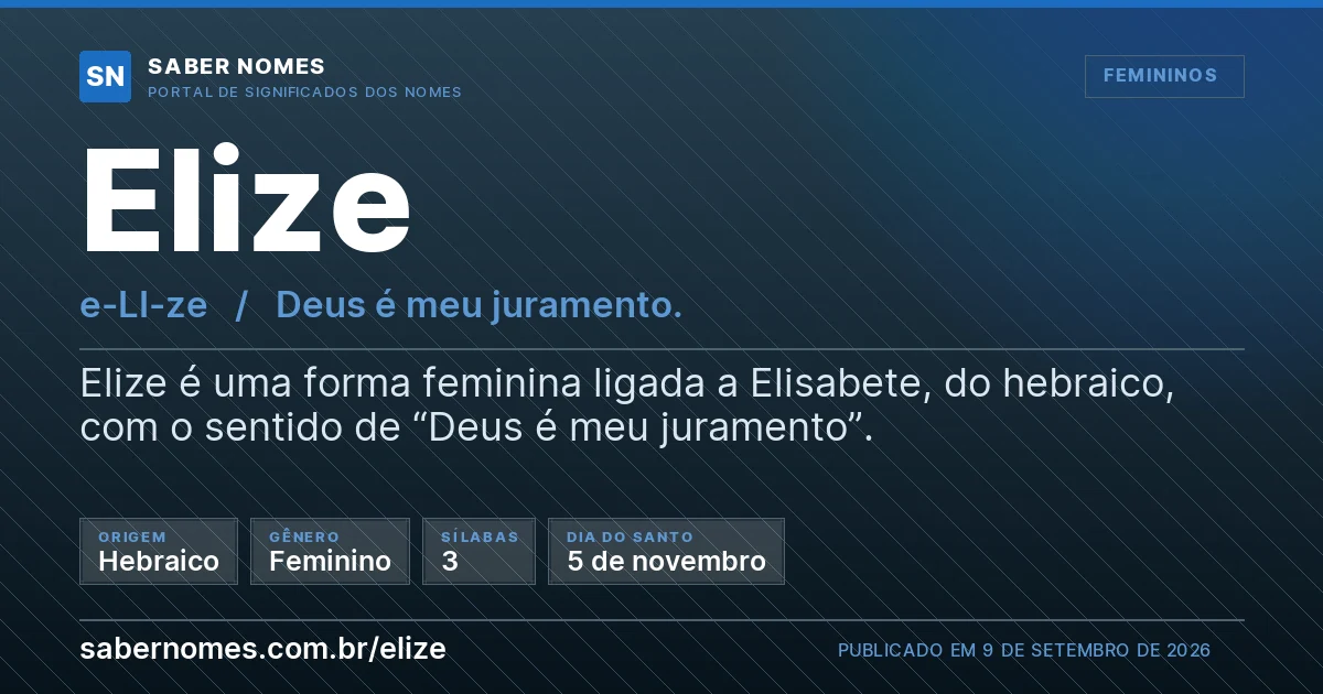 Imagem com o significado do nome Elize