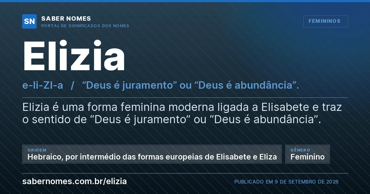 Imagem com o significado do nome Elizia