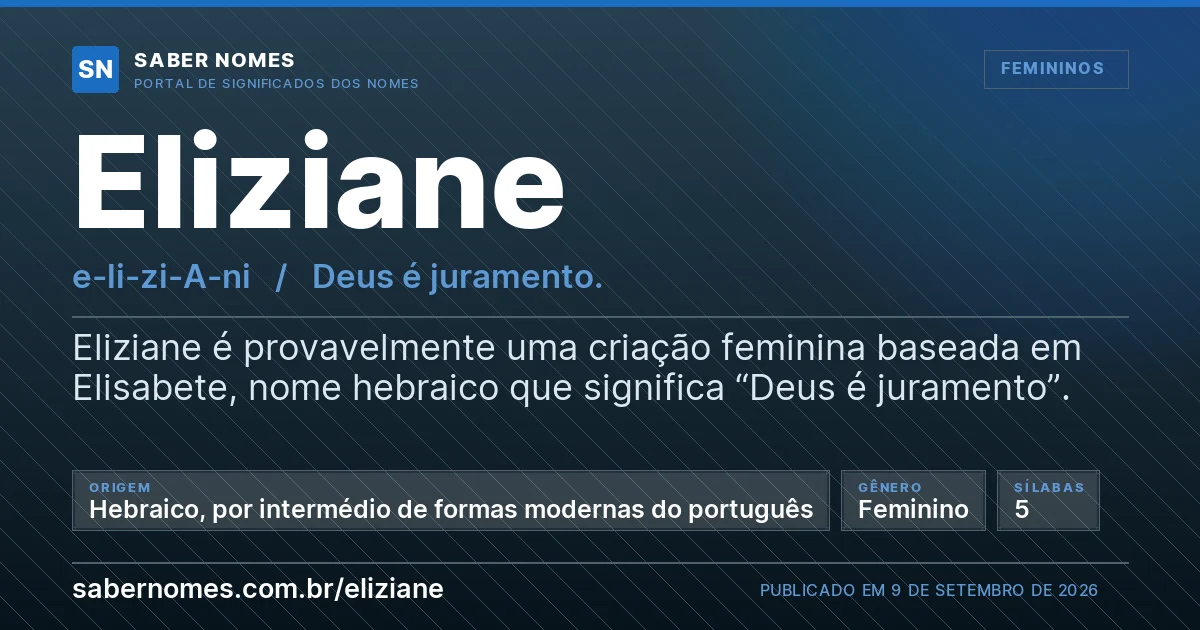 Imagem com o significado do nome Eliziane