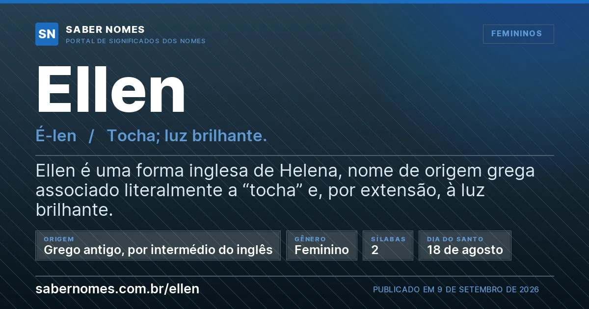 Imagem com o significado do nome Ellen