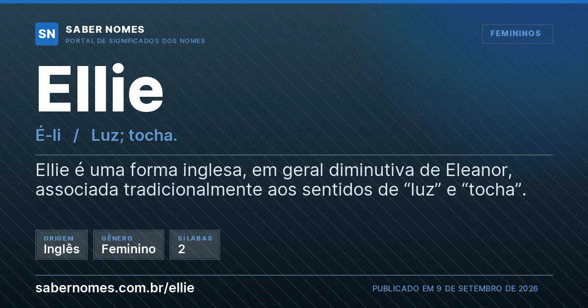 Imagem com o significado do nome Ellie