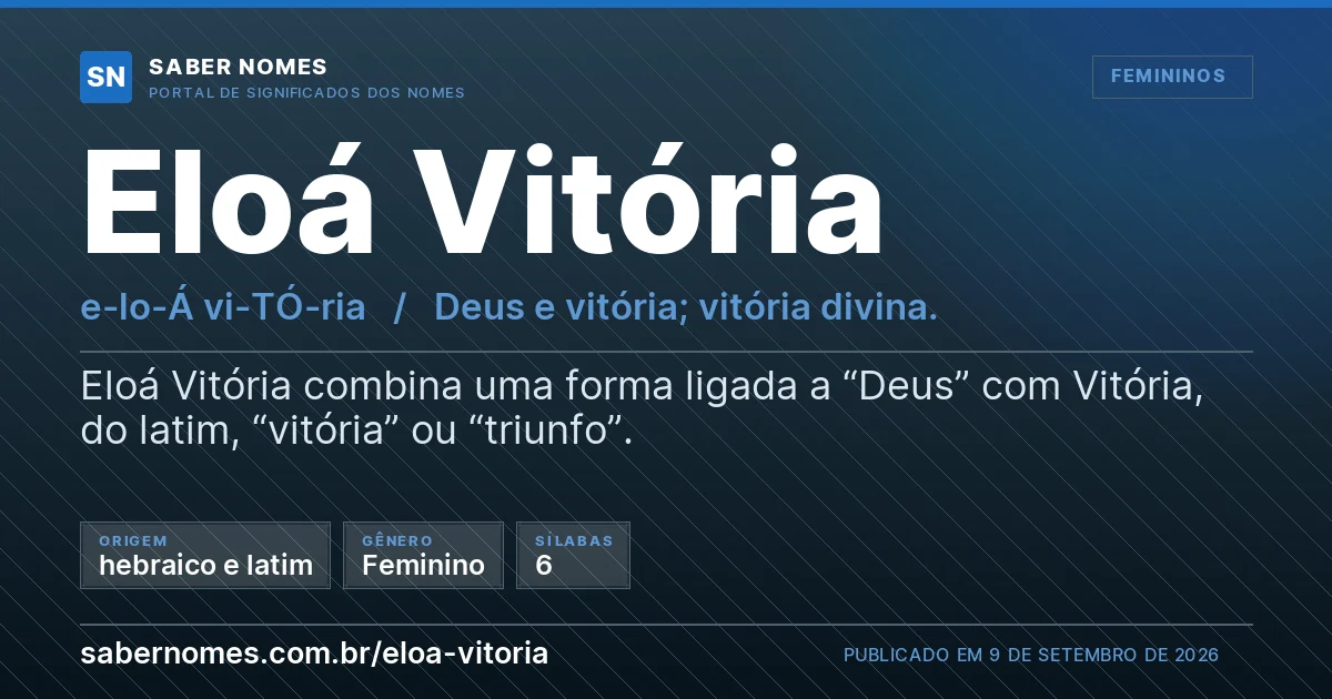 Imagem com o significado do nome Eloá Vitória