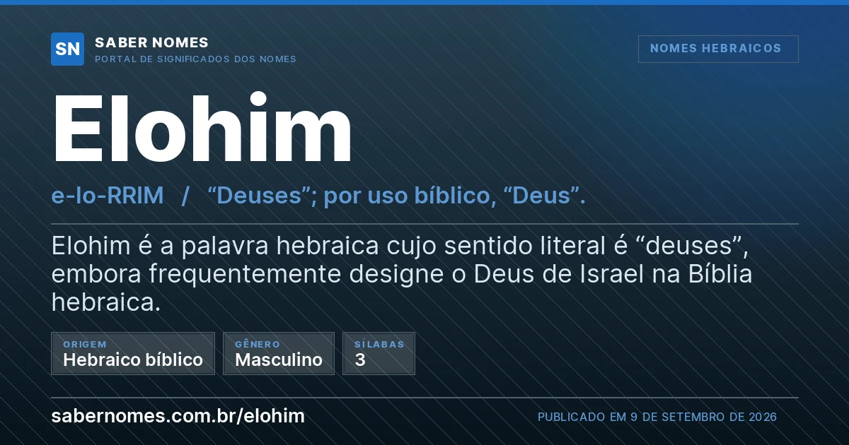 Imagem com o significado do nome Elohim