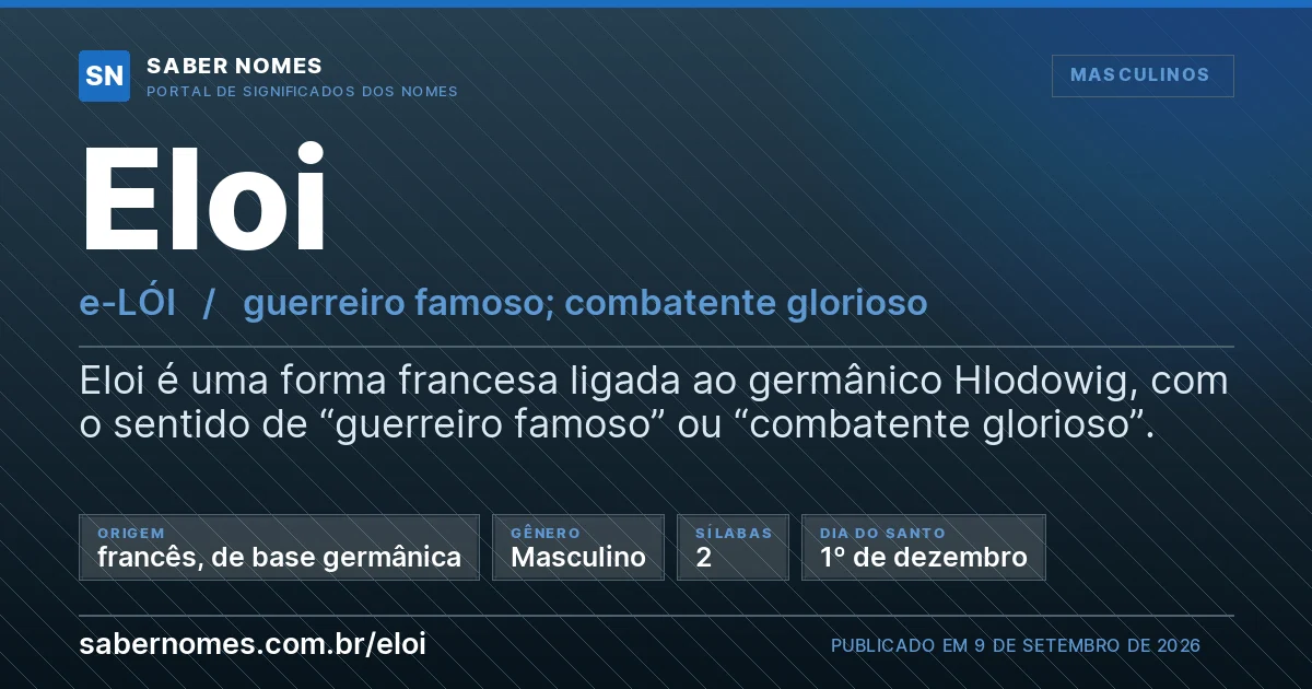 Imagem com o significado do nome Eloi