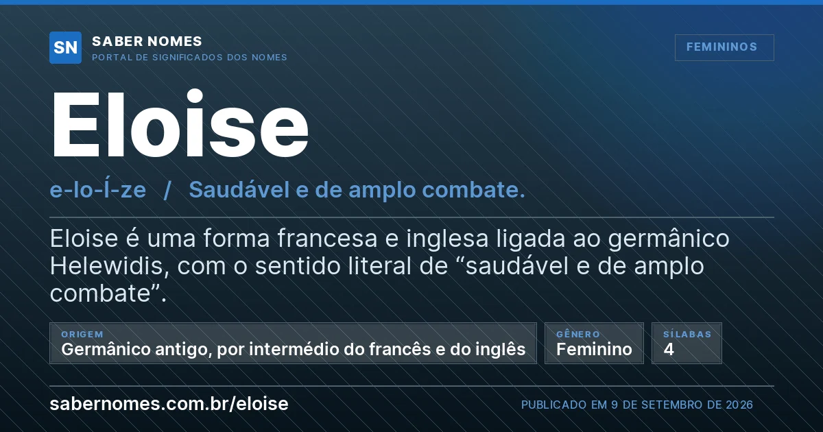 Imagem com o significado do nome Eloise