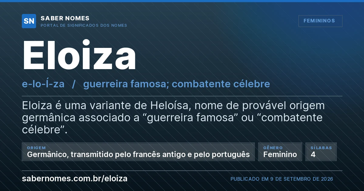 Imagem com o significado do nome Eloiza