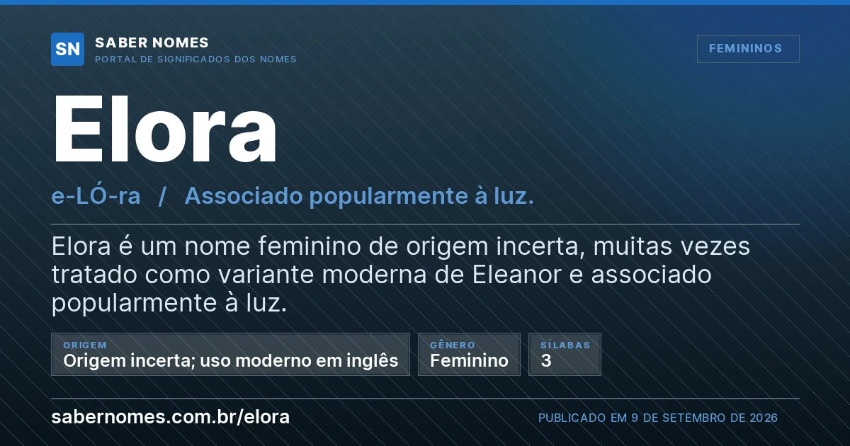 Imagem com o significado do nome Elora