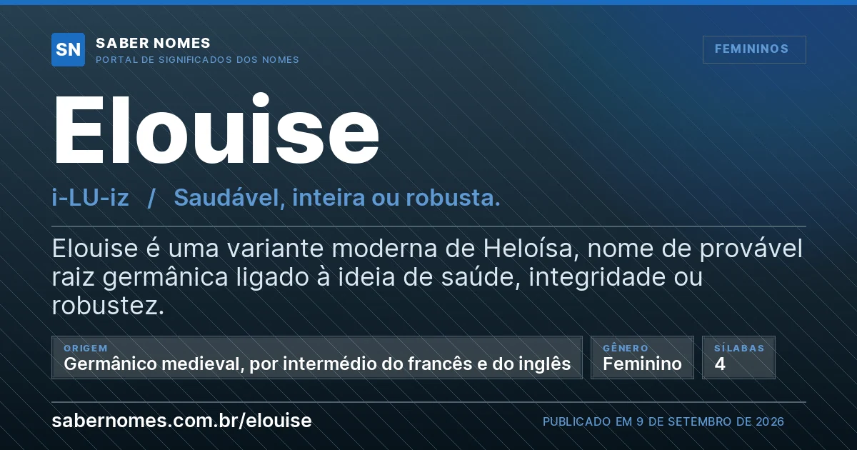 Imagem com o significado do nome Elouise
