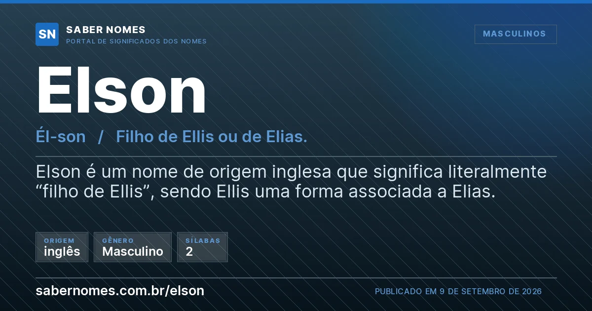 Imagem com o significado do nome Elson